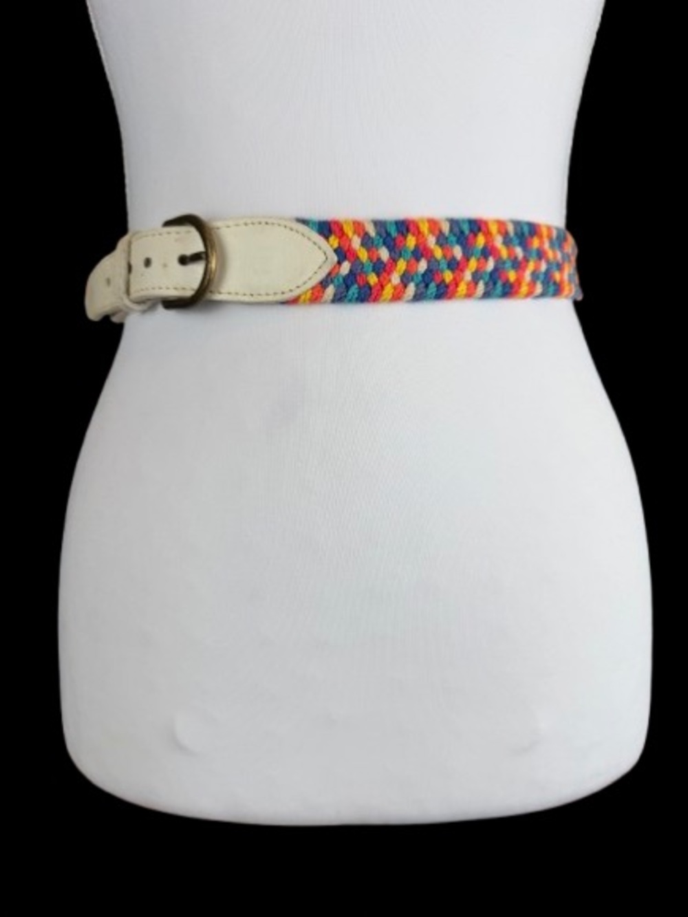 Vintage Rainbow Braided Woven Leather Belt Small Medium 31” Boho Pride Colorful
